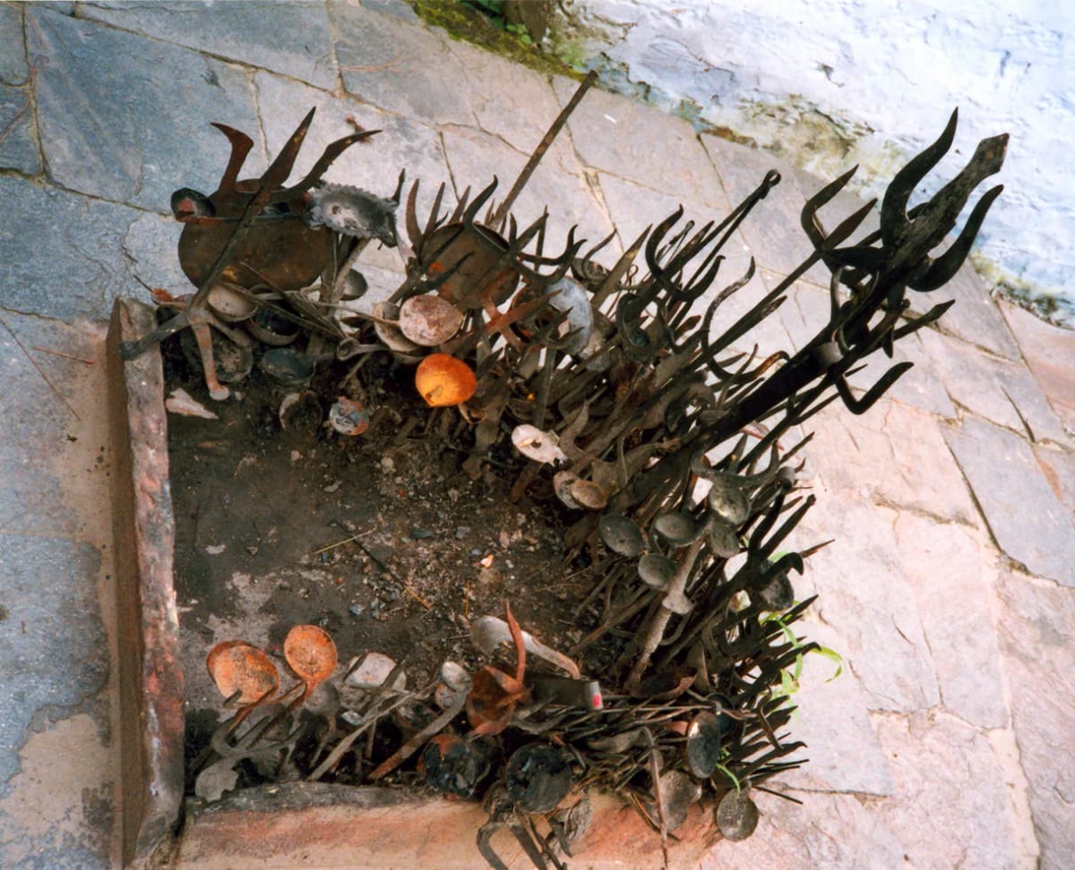 Oil lamps and tridents for Nanda Devi